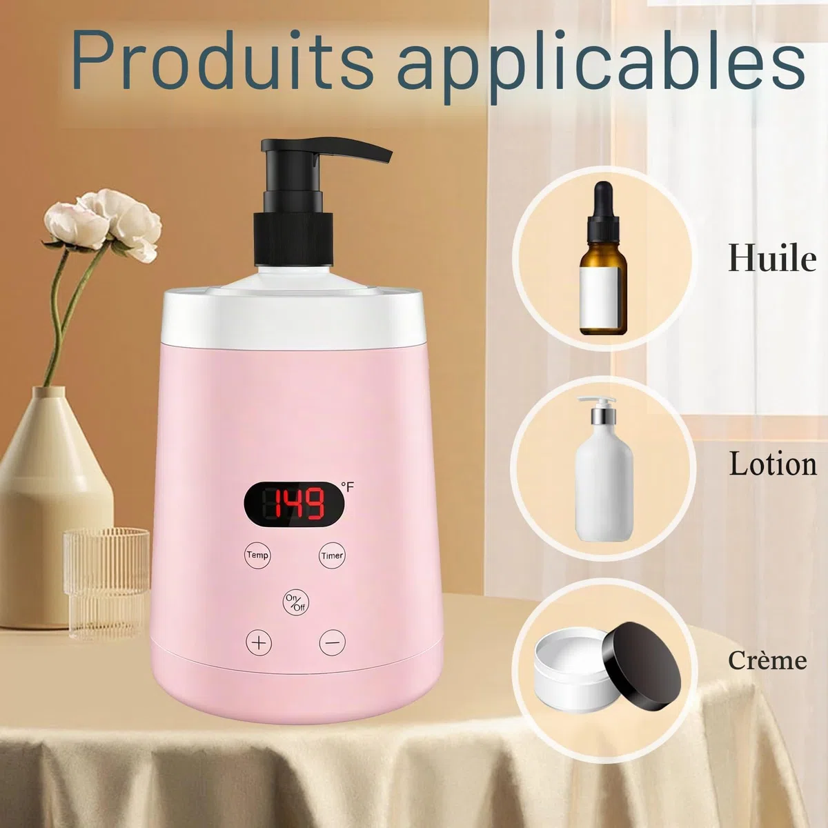 Chauffe-Huile de Massage Professionnel Réglable avec 2 Distributeurs et Affichage LED pour Spa
