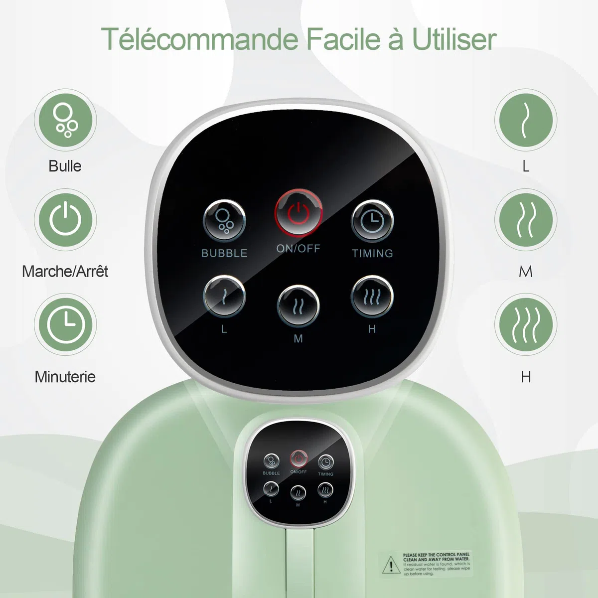 GOPLUS Bain de Pied Massant Chauffant Spa avec 16 Rouleaux Massage, Bain de Pieds Électrique Pliable avec Bulle, Pierre Ponce Shiatsu, Température Réglable 41-45℃, Télécommande, Minuterie (Vert Clair)