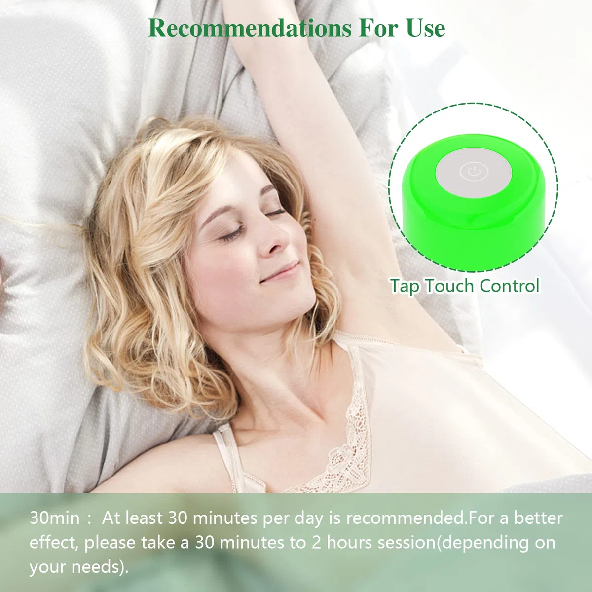 KTS Appareil de luminothérapie verte et blanche,pour l'insomnie,migraine,l'anxiété,Maux de tête et vertiges,Sensibilité à la lumière,Sommeil Profond Facile