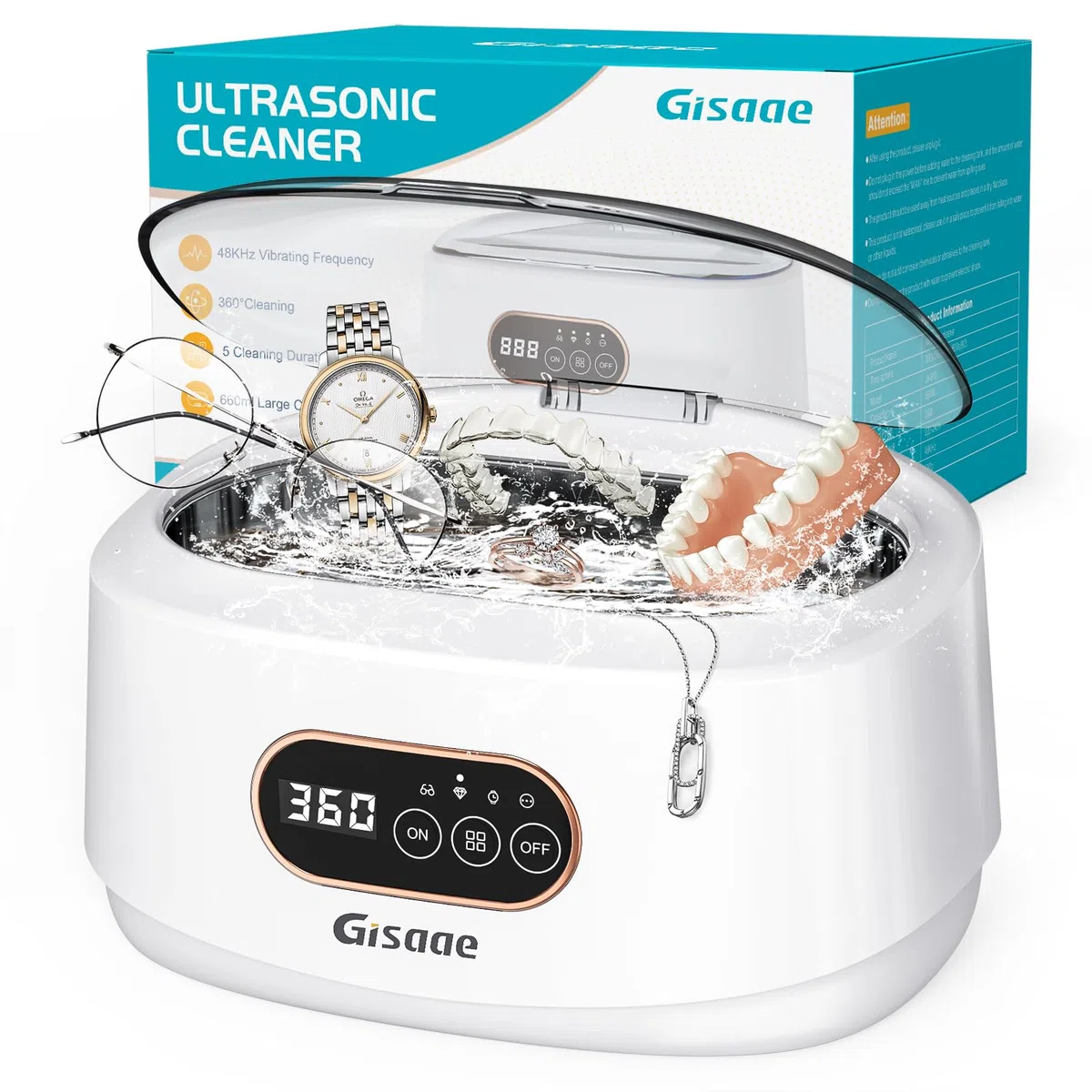 Nettoyeur Ultrasons 660ML 48000Hz 5 Réglages de Temps Professionnel pour Bijoux Montres Lunettes Tête de Rasoir