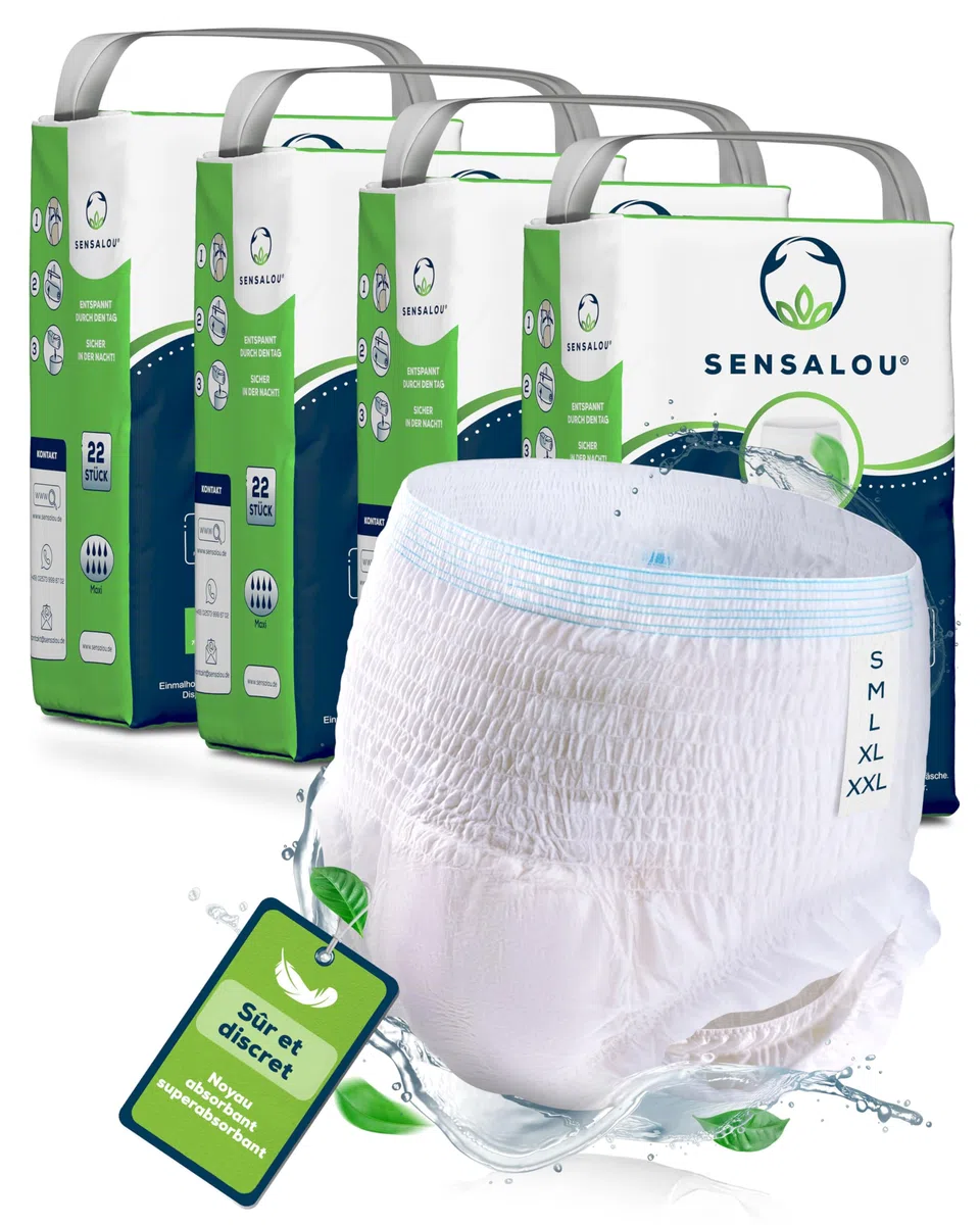 Sensalou Couche Culotte Incontinence Jetable XXL 88 pièces Protection Ultra Absorbante Nuit & Jour
