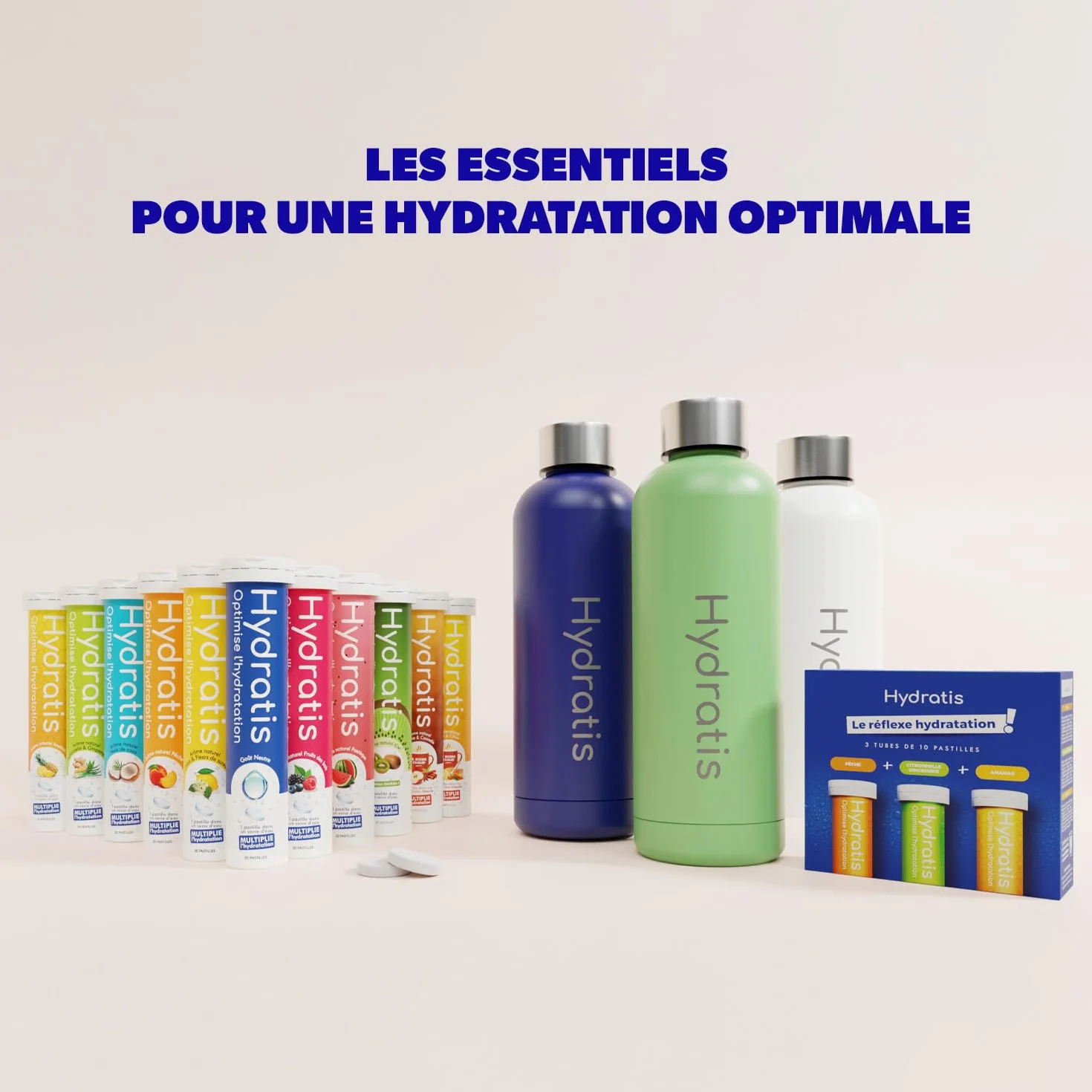 HYDRATIS Pastilles Hydratation Electrolytes Mix Fruits des Bois Pêche Citron Sureau Sport Récupération 3 tubes 60 Pastilles