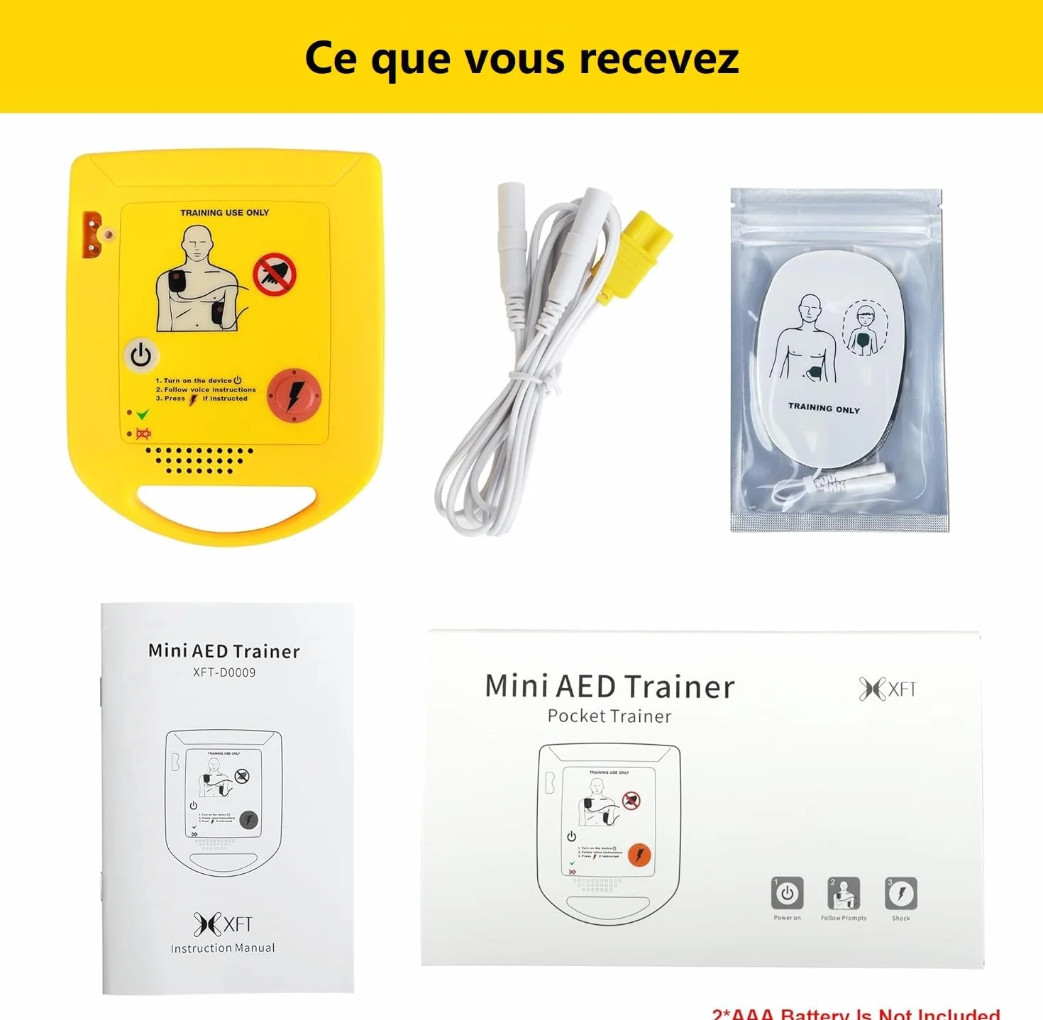 Défibrillateur de Formation Mini AED Trainer XFT Portable Appareil d'Entraînement RCP Externe Automatisé (XFT-D0009)