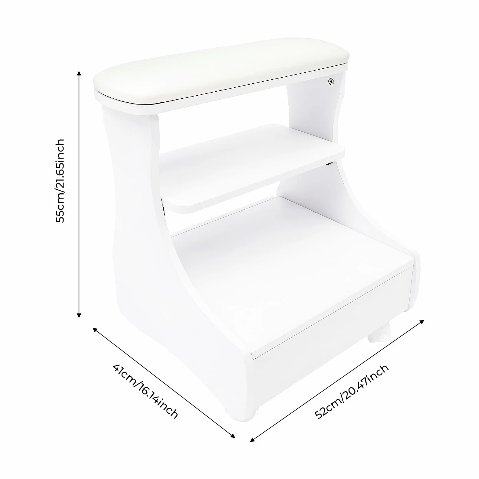 Table Manucure Chariot de Pédicure 52x41x55cm 20kg Charge Roulettes Freins Meuble Pedicure Salon Beauté