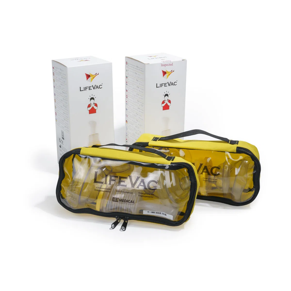LifeVac Duo Pack 2 Kits Complets Anti-Étouffement Adultes Enfants avec 4 Masques et Sac de Transport