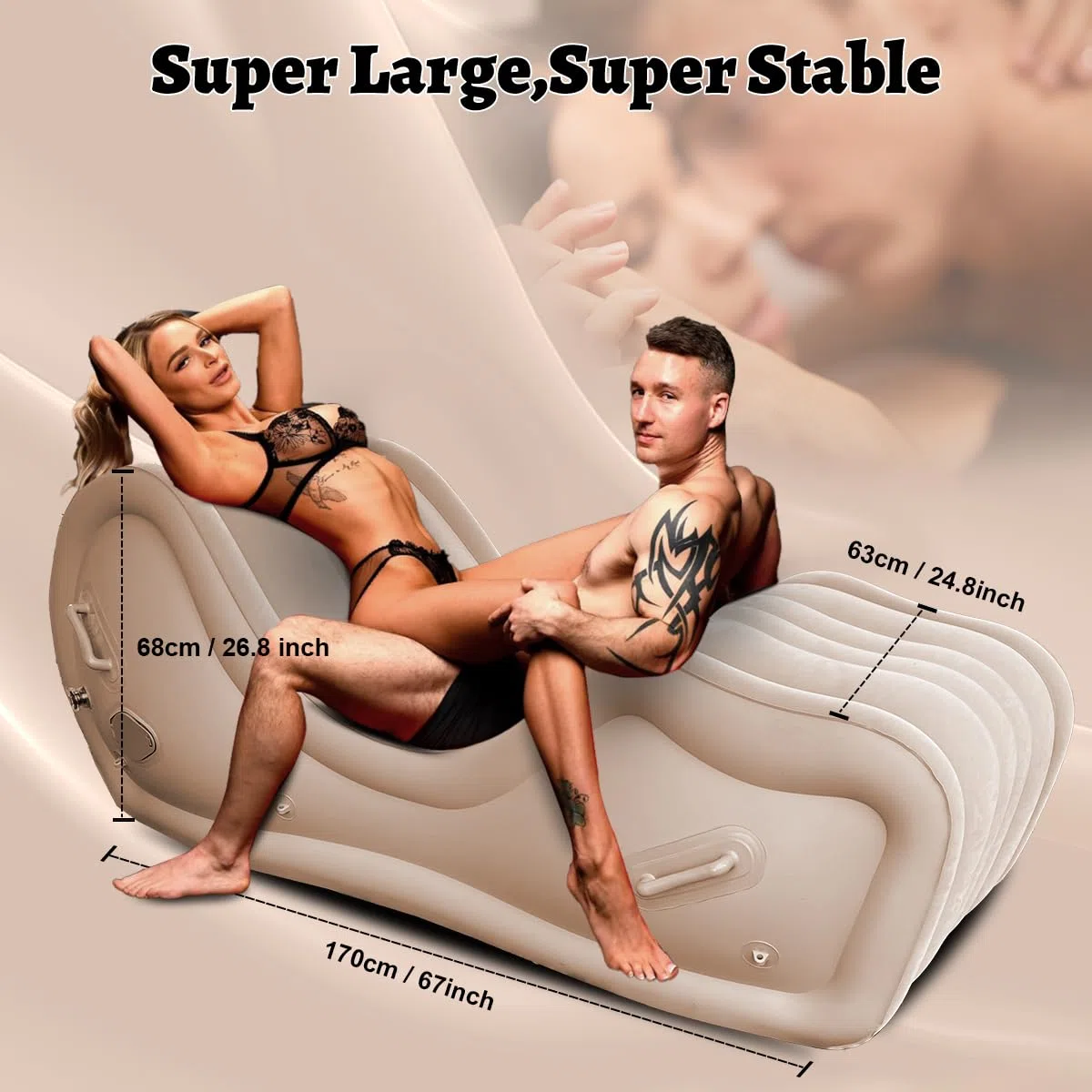 Sexe Canapé Meubles pour Couples Gonflable Sexe Bondage Canapé Chaise avec Pompe à air intégrée G Spot Position BDSM Coussin-lit pour Adultes Femmes Sexuelles Vergnügen Khaki