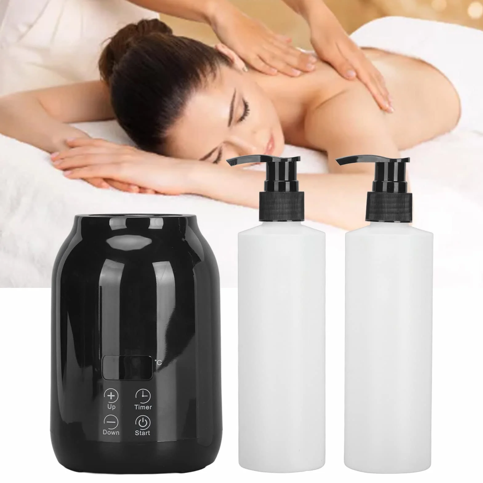 Chauffe-huile essentielle, affichage LED, réglage de la température, chauffe-bouteille d'huile de massage , outil de massage portatif for chauffe-huile à bouteille for massage spa à domicile, salon pr
