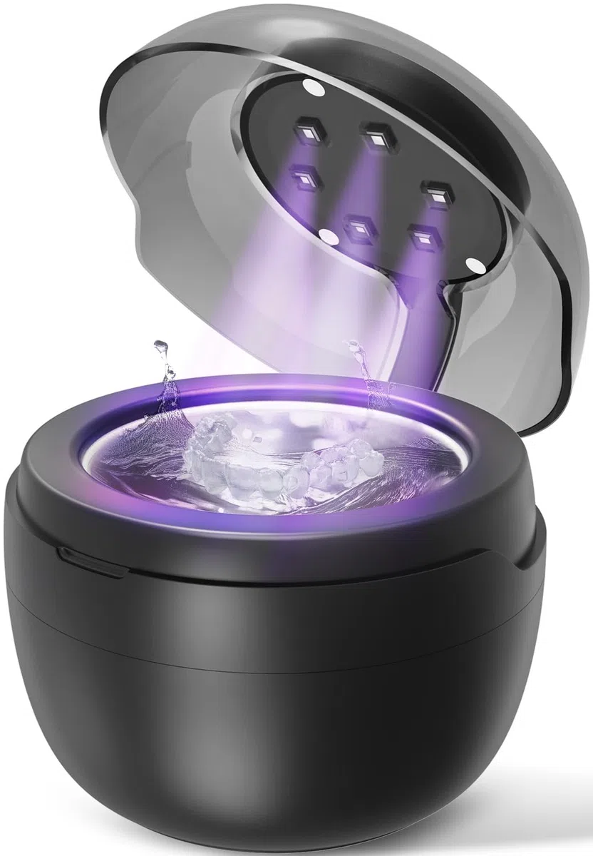 Nettoyeur Ultrasons 50000Hz 250ML Ultrasonic Cleaner avec 6 UV Lampe pour Prothèses Dentaires