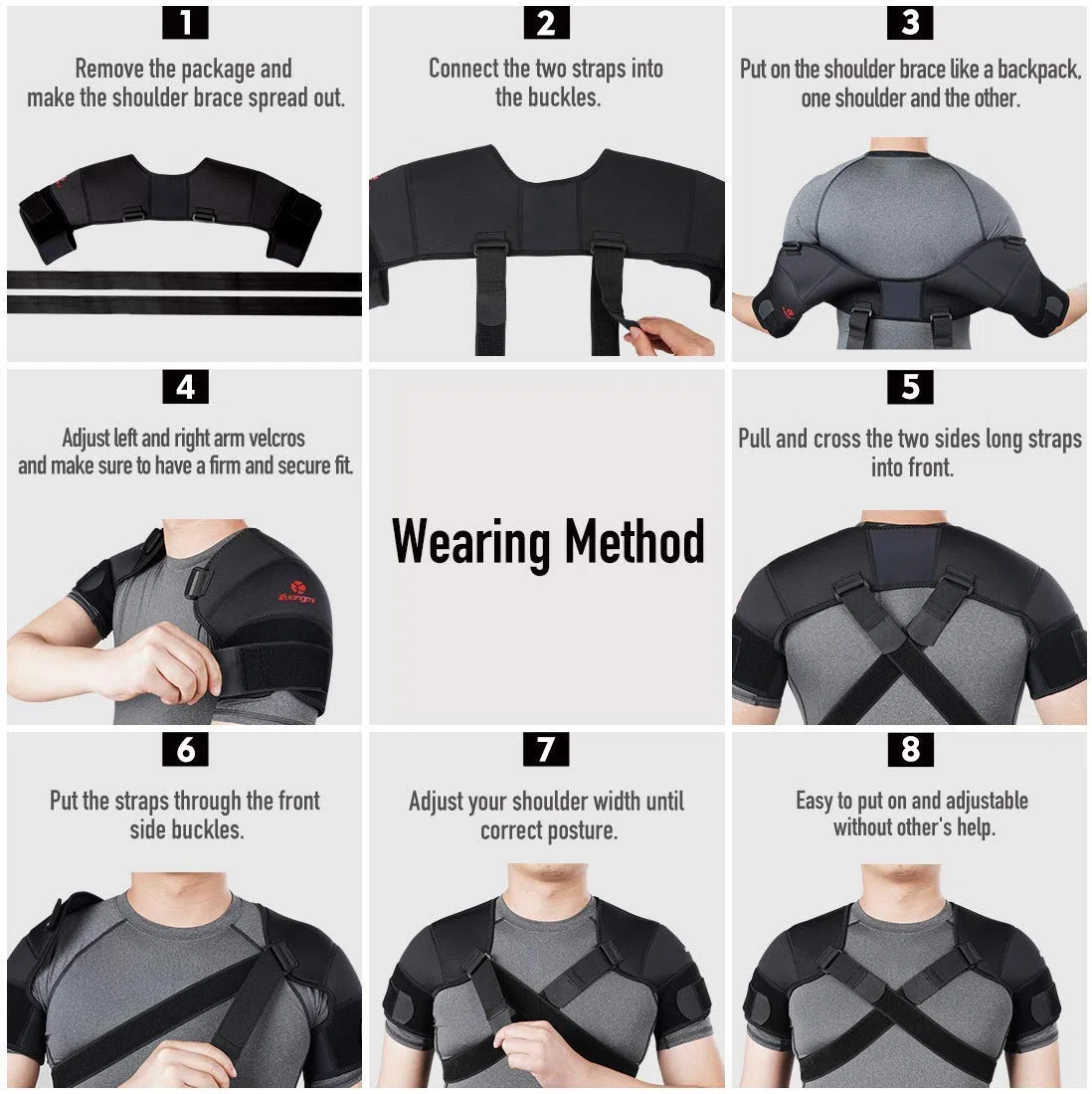 Épaulière double réglable Noire XXL pour sport