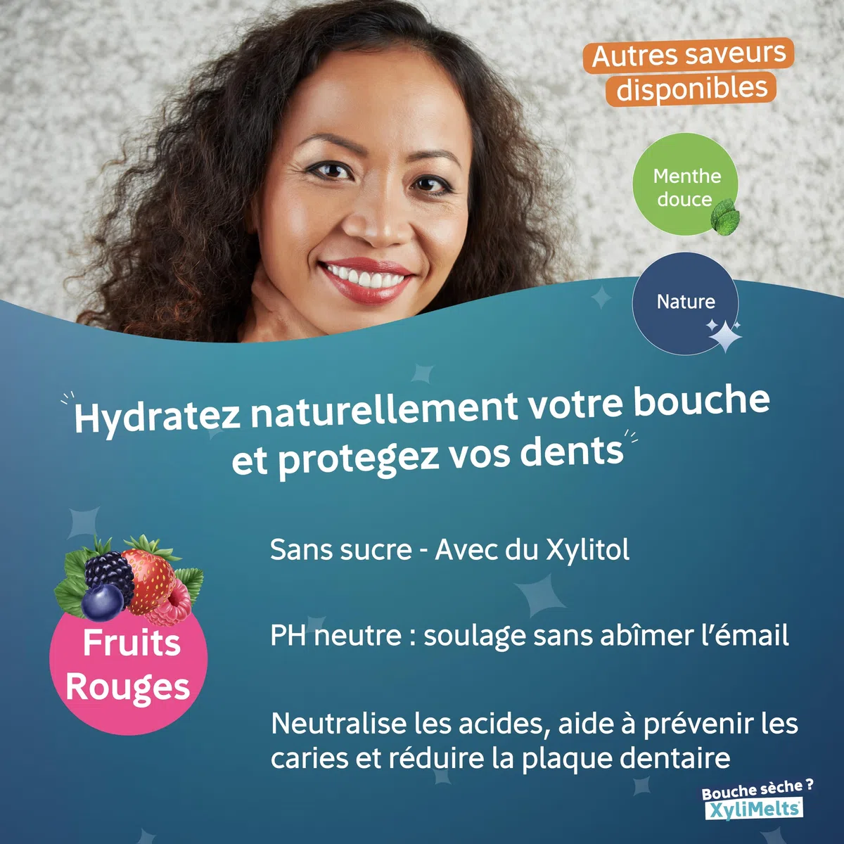 XYLIMELTS Bouche Sèche Maxi Pack 160 Pastilles Adhérentes Menthe Douce, Soulage la Sécheresse Buccale, Action 8h, Sans Sucre au Xylitol