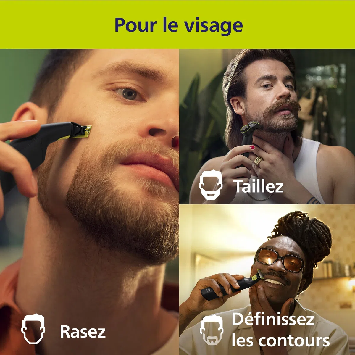 Philips OneBlade Pro 360 Visage + Corps Tondeuse à barbe électrique, 1 lame 360, 14 hauteurs de coupe, QP6652/30