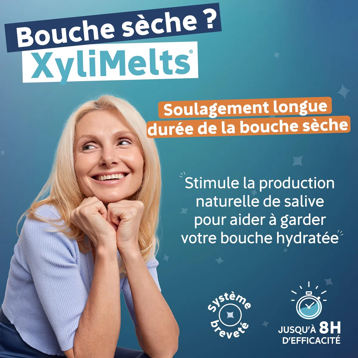 XYLIMELTS Bouche Sèche Maxi Pack 160 Pastilles Adhérentes Menthe Douce, Soulage la Sécheresse Buccale, Action 8h, Sans Sucre au Xylitol