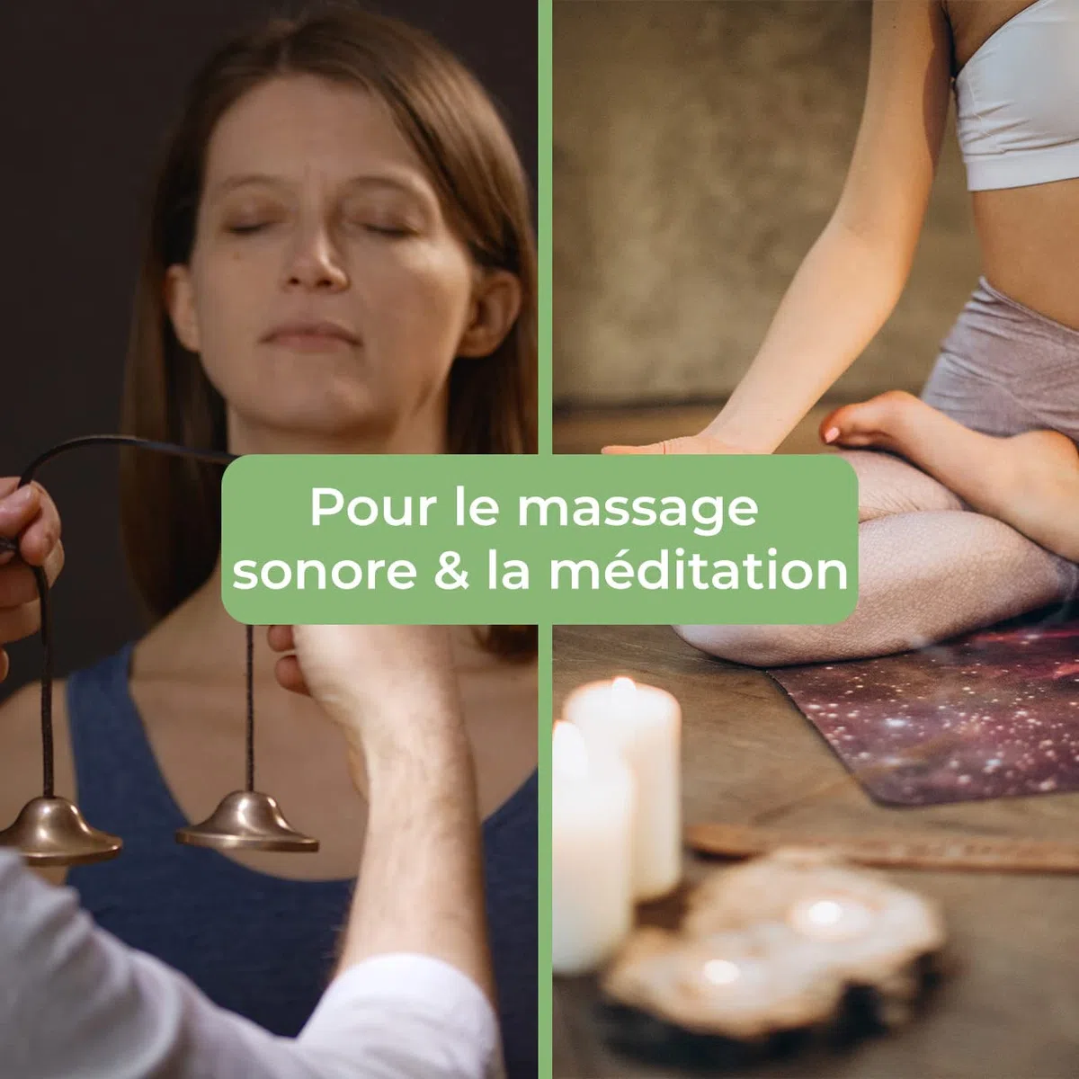 Cymbales tibétaines 55 mm pour méditation, massage sonore et thérapie sonore