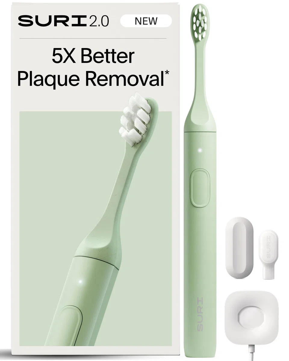 SURI 2.0 Nouvelle Brosse à Dents Électrique Sonic avec Capteur de Pression | Batterie de 1 Mois+ | N°1 au Royaume-Uni | Brosse à Dents Électrique pour Adultes | Brosses à Dents Sonic | Vert