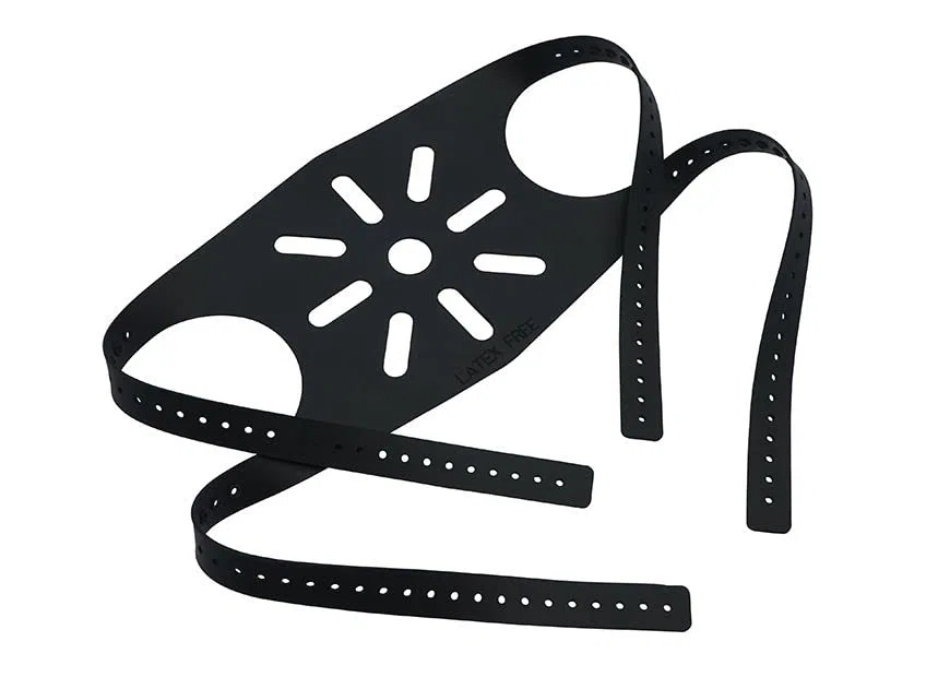Masque anesthésie harnais de tête 4 queues en caoutchouc silicone noir