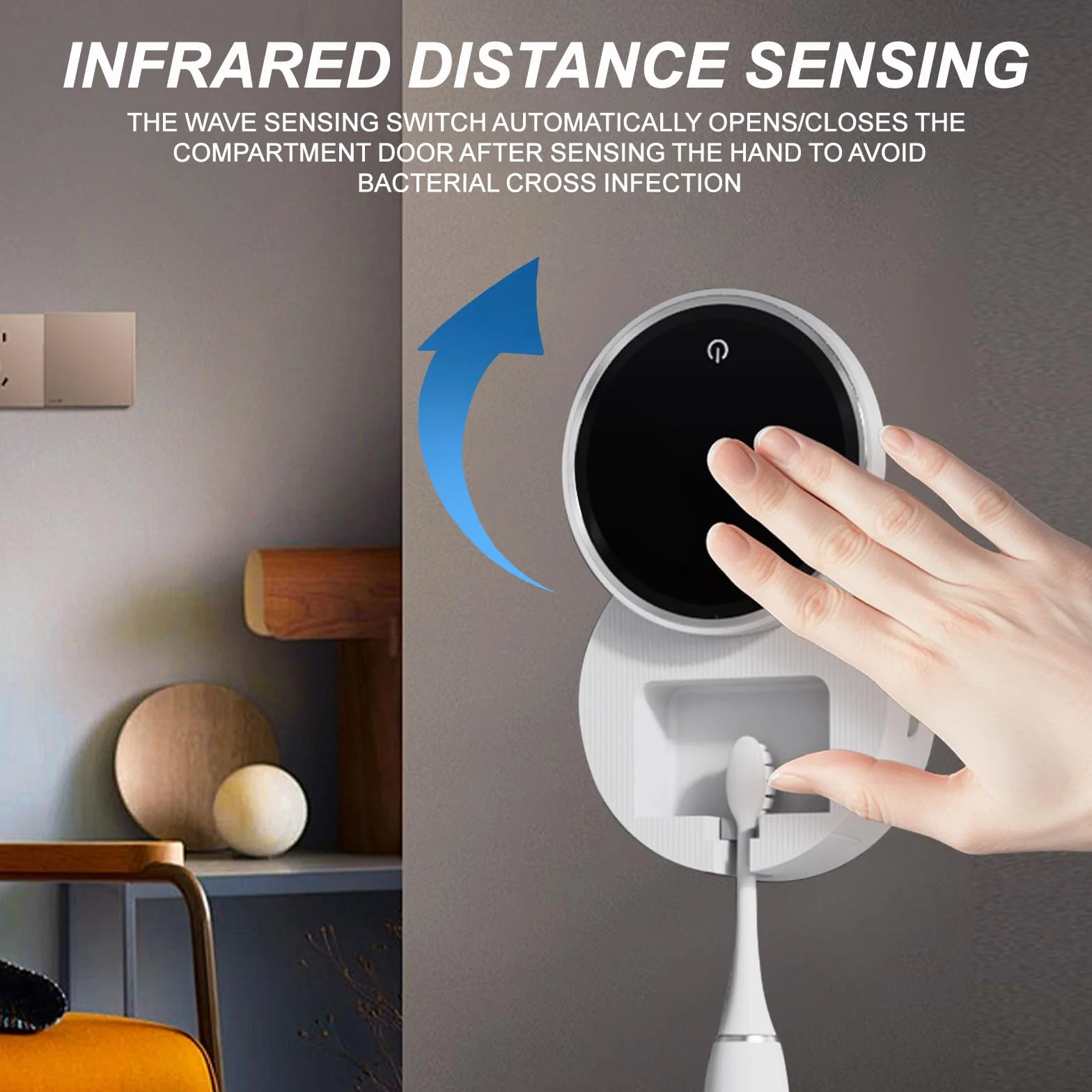 Roadtime StéRilisateur De Brosse à Dents Intelligent UV, Portable Automatique Séchage Rapide Rechargeable Support Mural avec pour Brosse à Dents et Rasoirs, avec pour Salle de Bain,Voyage,Vacances