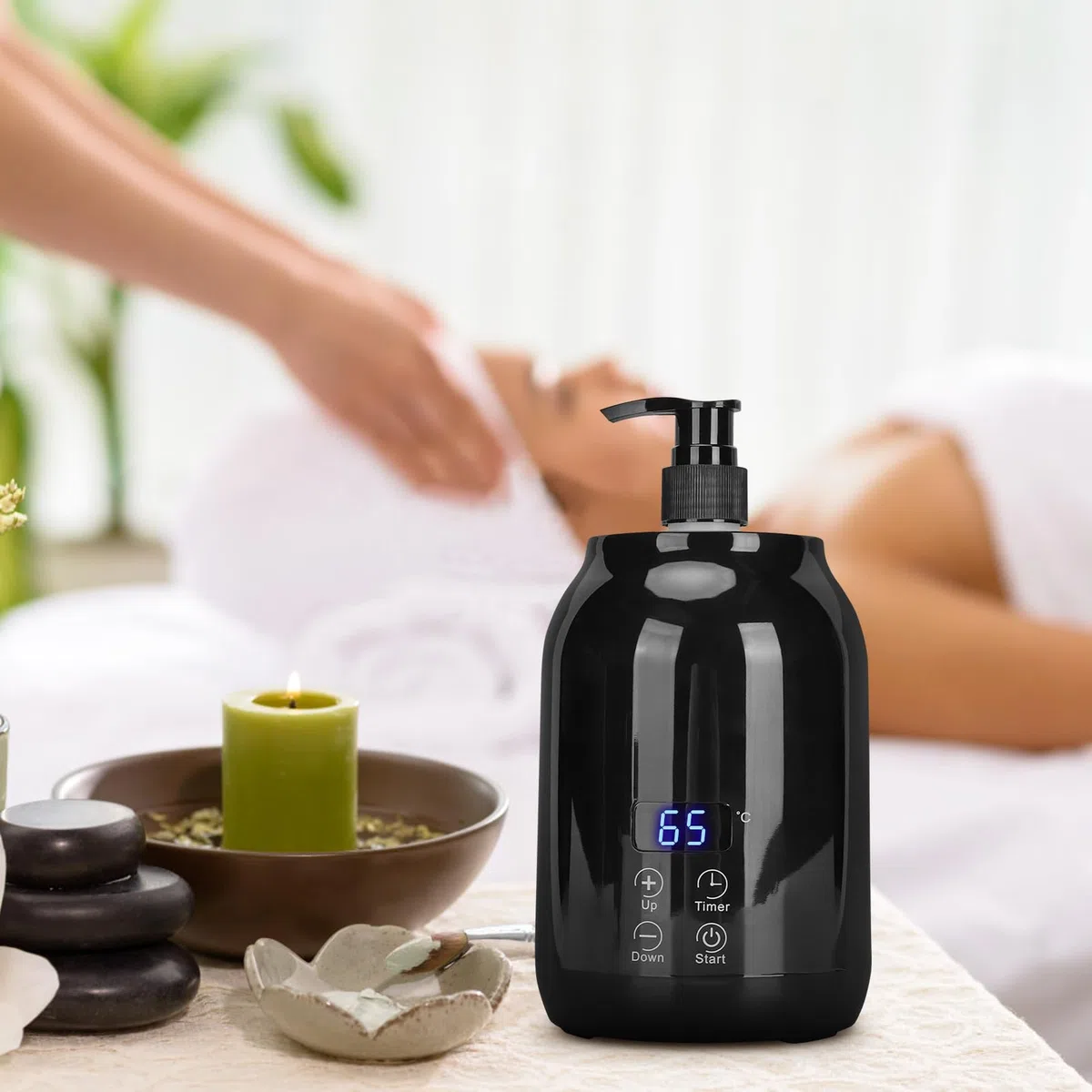 Chauffe-huile essentielle, affichage LED, réglage de la température, chauffe-bouteille d'huile de massage , outil de massage portatif for chauffe-huile à bouteille for massage spa à domicile, salon pr