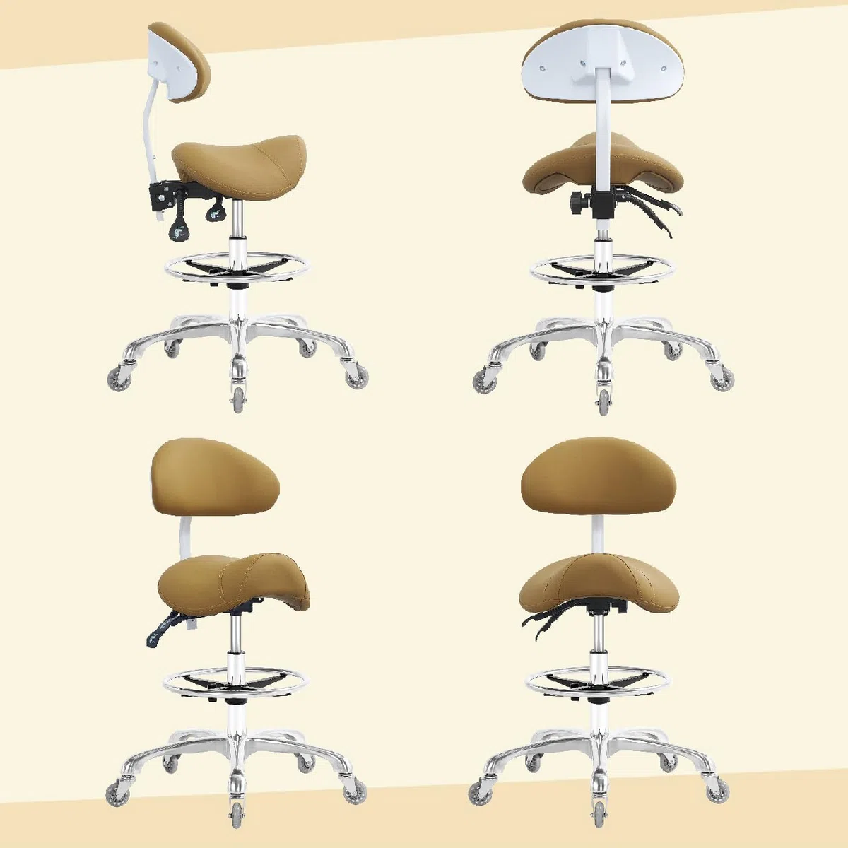 Tabouret de selle hydraulique pivotant réglable 158,8 kg support dorsal repose-pieds salon spa beauté massage clinique dentaire