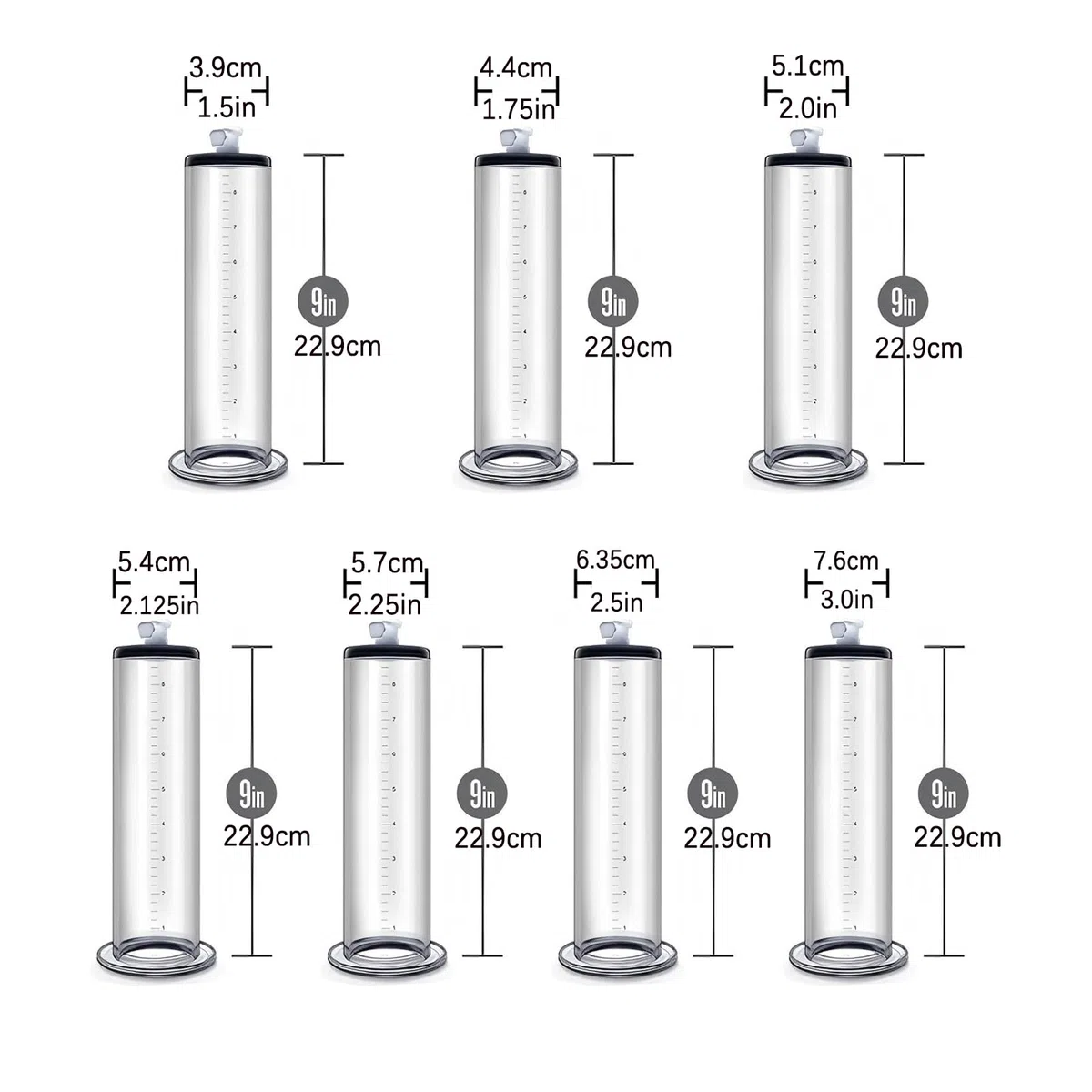 Pompe a Penis Sex Toys Pompes à Pénis avec Poignée en Nylon et Manomètre Extenseur de Pénis Masculin Manuel avec 7 Anneaux de Pénis en Silicone pour l'érection du Pénis Agrandir son Pénis (5.1cm)