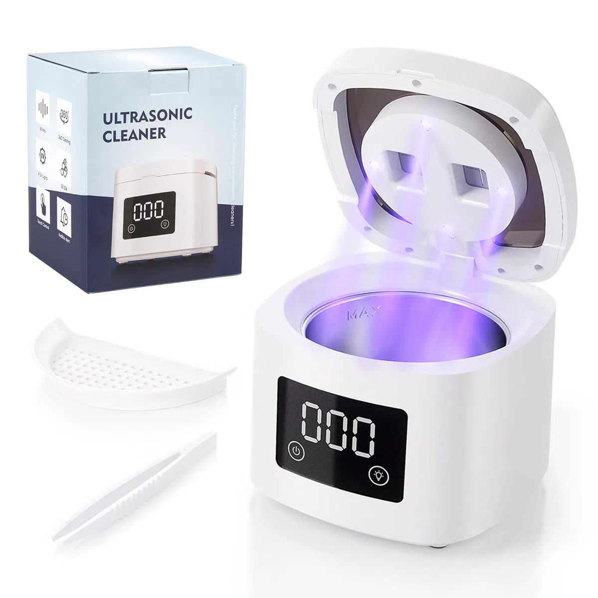 Nettoyeur à Ultrasons 45kHz 200ml avec 4 Lampes UV Pod Dentaire