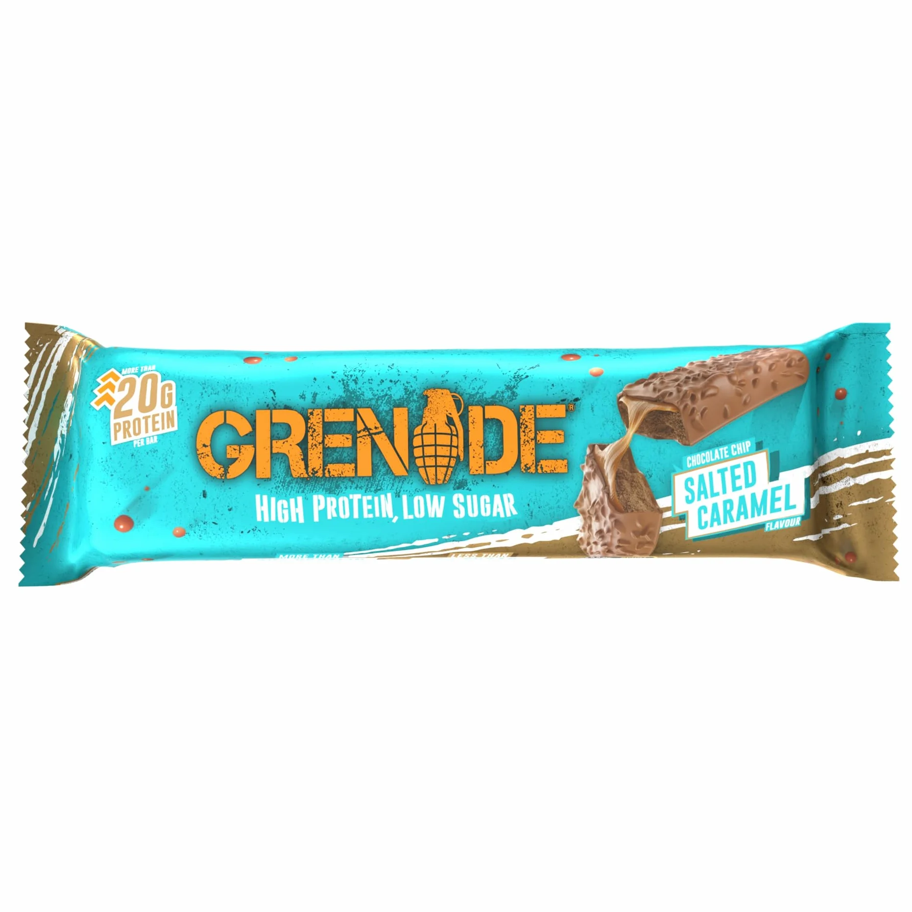 Grenade Barre Hyperprotéinée Faible Teneur en Glucides Chocolat Caramel Salé 12 x 60 g
