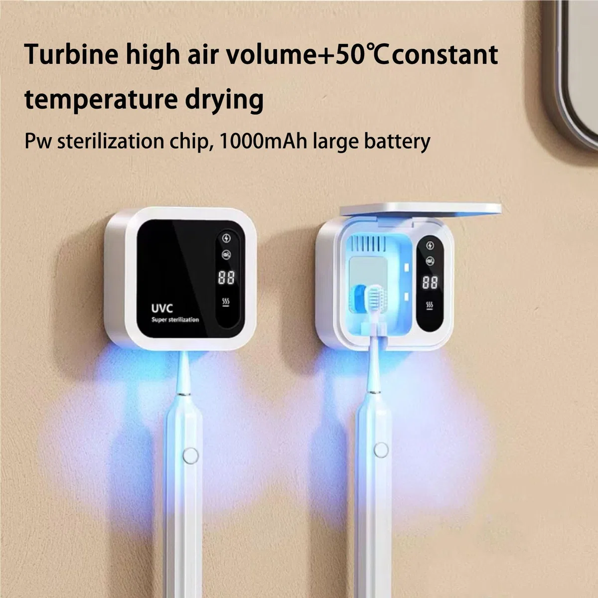 Winnes Stérilisateur de brosse à dents avec lumière UV, séchage à l'air extrêmement rapide, fonctionnement intelligent double mode pour protéger la santé bucco-dentaire de toute la famille, Blanc.,