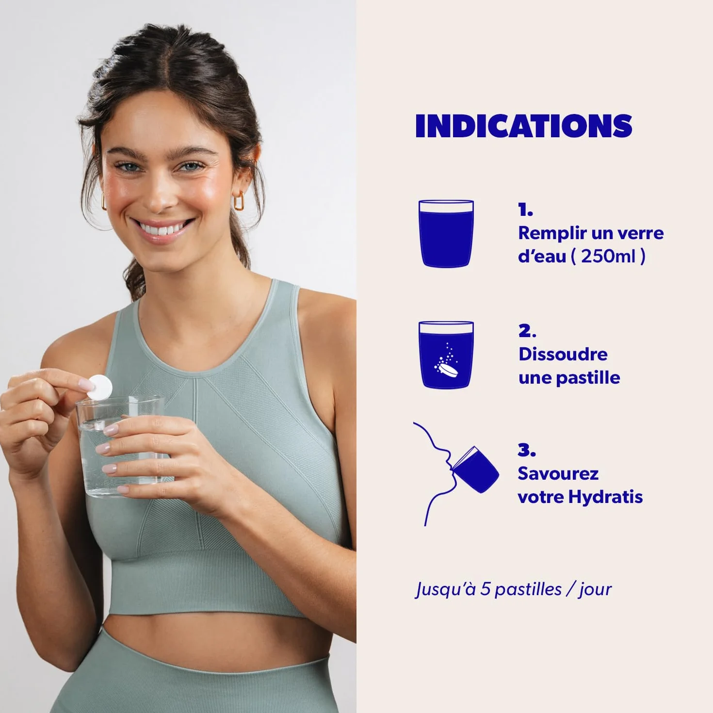 HYDRATIS Pastilles Hydratation Electrolytes Mix Fruits des Bois Pêche Citron Sureau Sport Récupération 3 tubes 60 Pastilles
