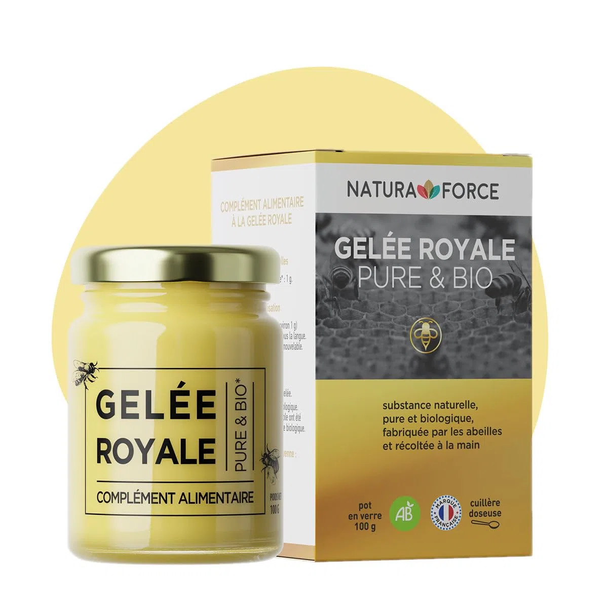 Gelée Royale Bio 100% Pure 100g - Complément Alimentaire Naturel - Énergie, Immunité, Vitalité - Riche en Vitamine B