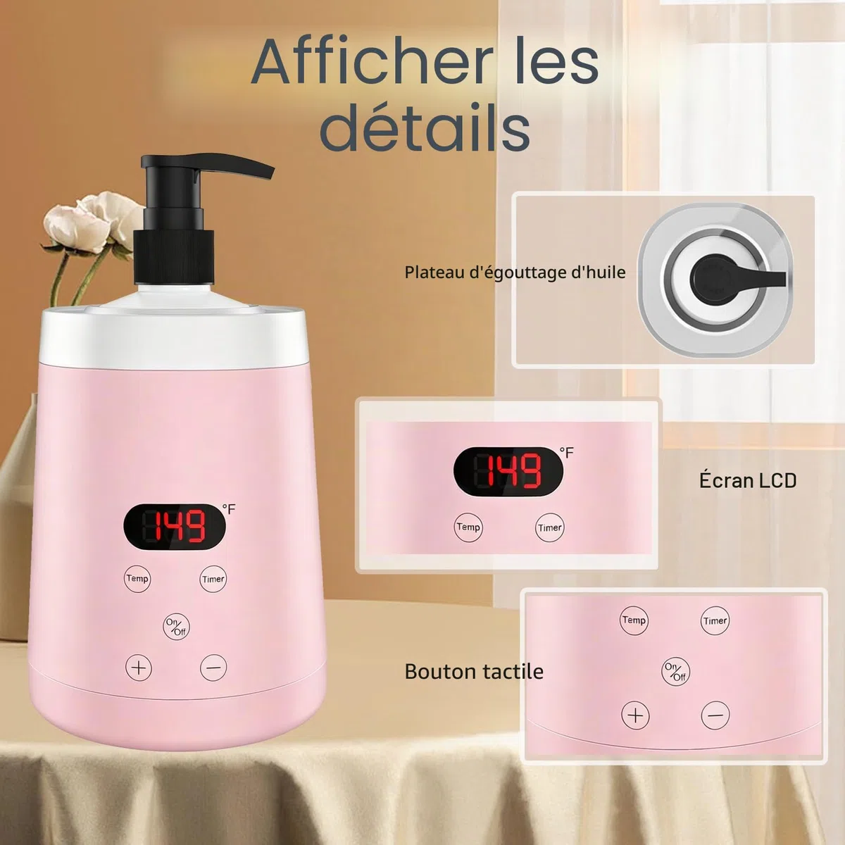 Chauffe-Huile de Massage Professionnel Réglable avec 2 Distributeurs et Affichage LED pour Spa
