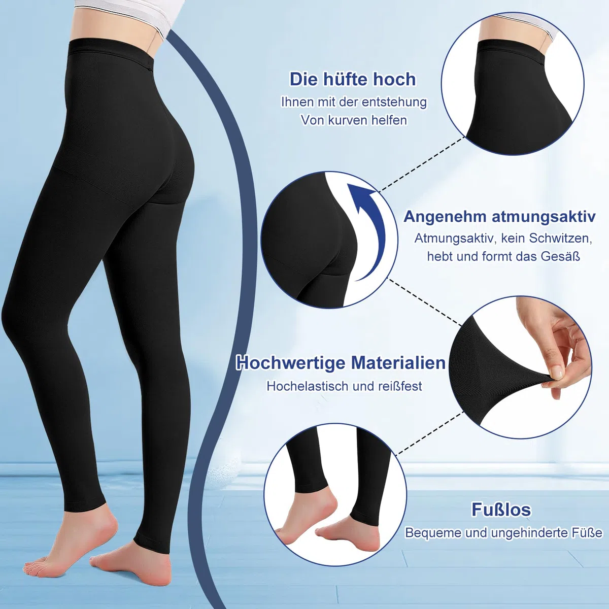 Bas de compression médicaux 20-30 mmHg classe 2, collants de soutien progressif, pantalon de compression opaque à bout ouvert
