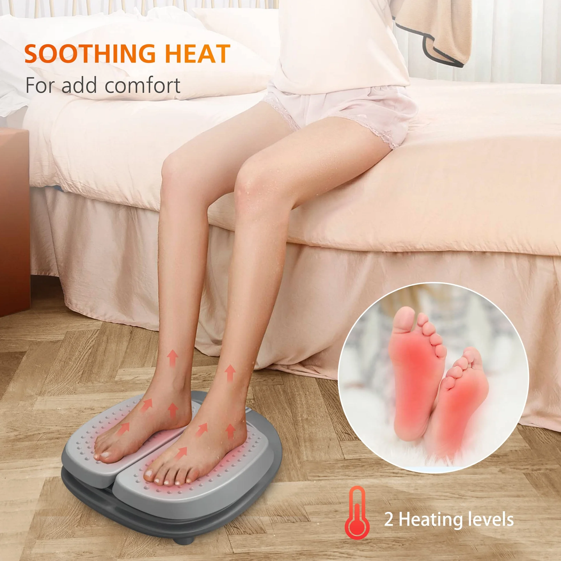 SNAILAX Massage Pieds Vibration Réglable avec Chaleur, Télécommande, Chauffe-Pieds, Appareil de Masseur Pieds électrique pour Circulation et Relaxation Des Pieds，Cadeau Maman Papa Homme Femme