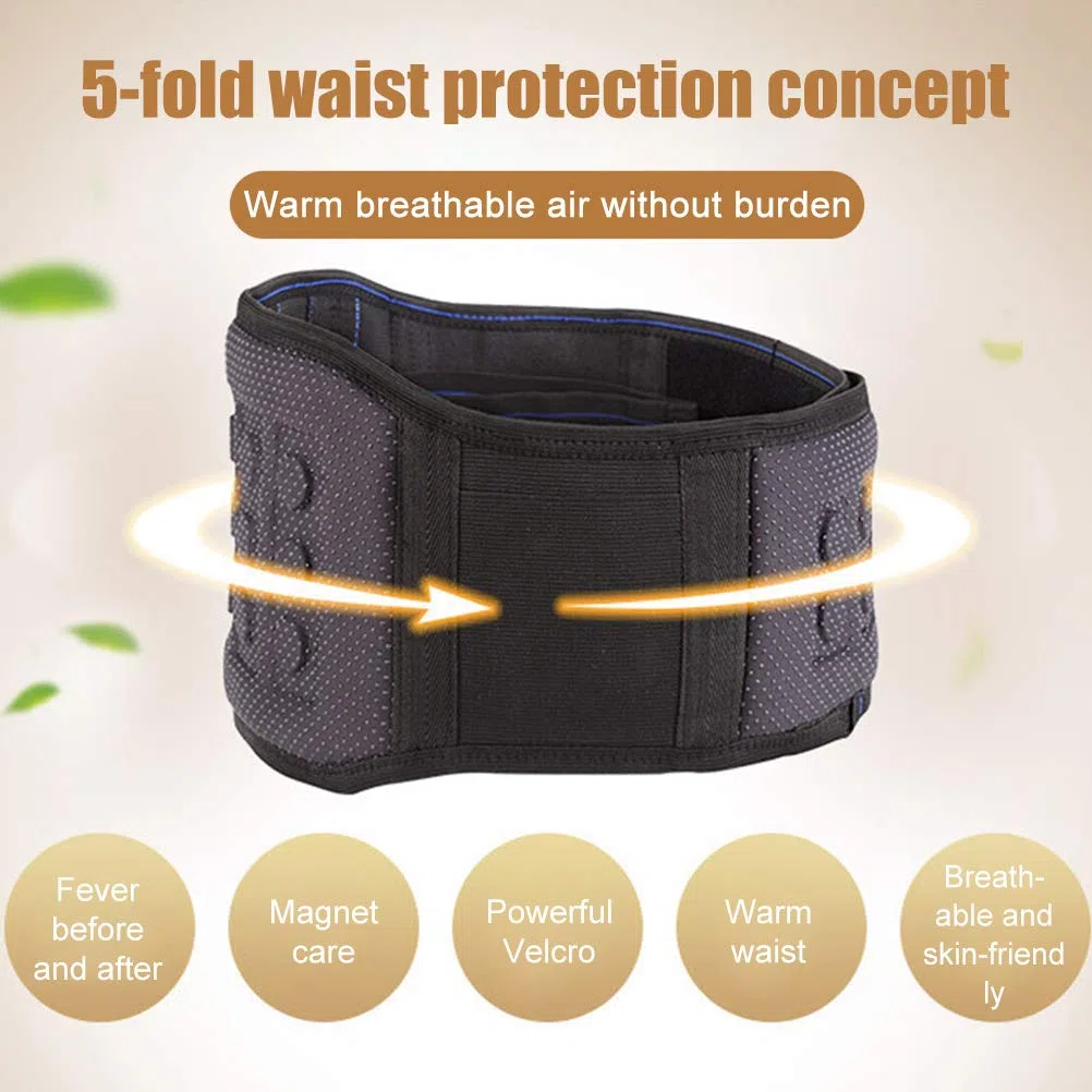Ceinture de soutien lombaire magnétique auto-chauffante respirante Noir XL