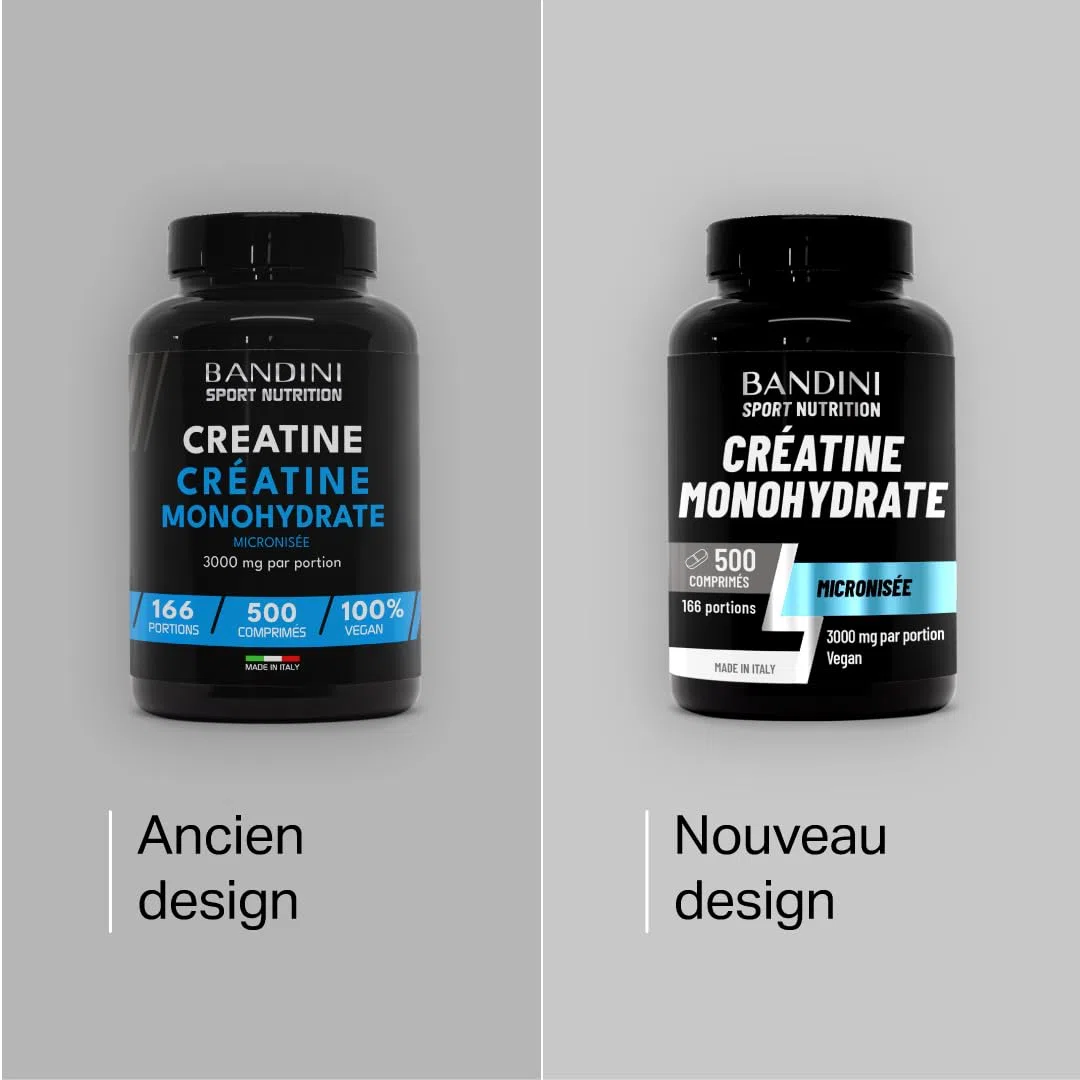 Bandini Créatine Monohydrate 500 Comprimés 3000mg par dose - Augmente les Performances Physiques & la Force Musculaire - Booster Musculation Puissant - Creatine Micronisée 100% Pure & Vegan