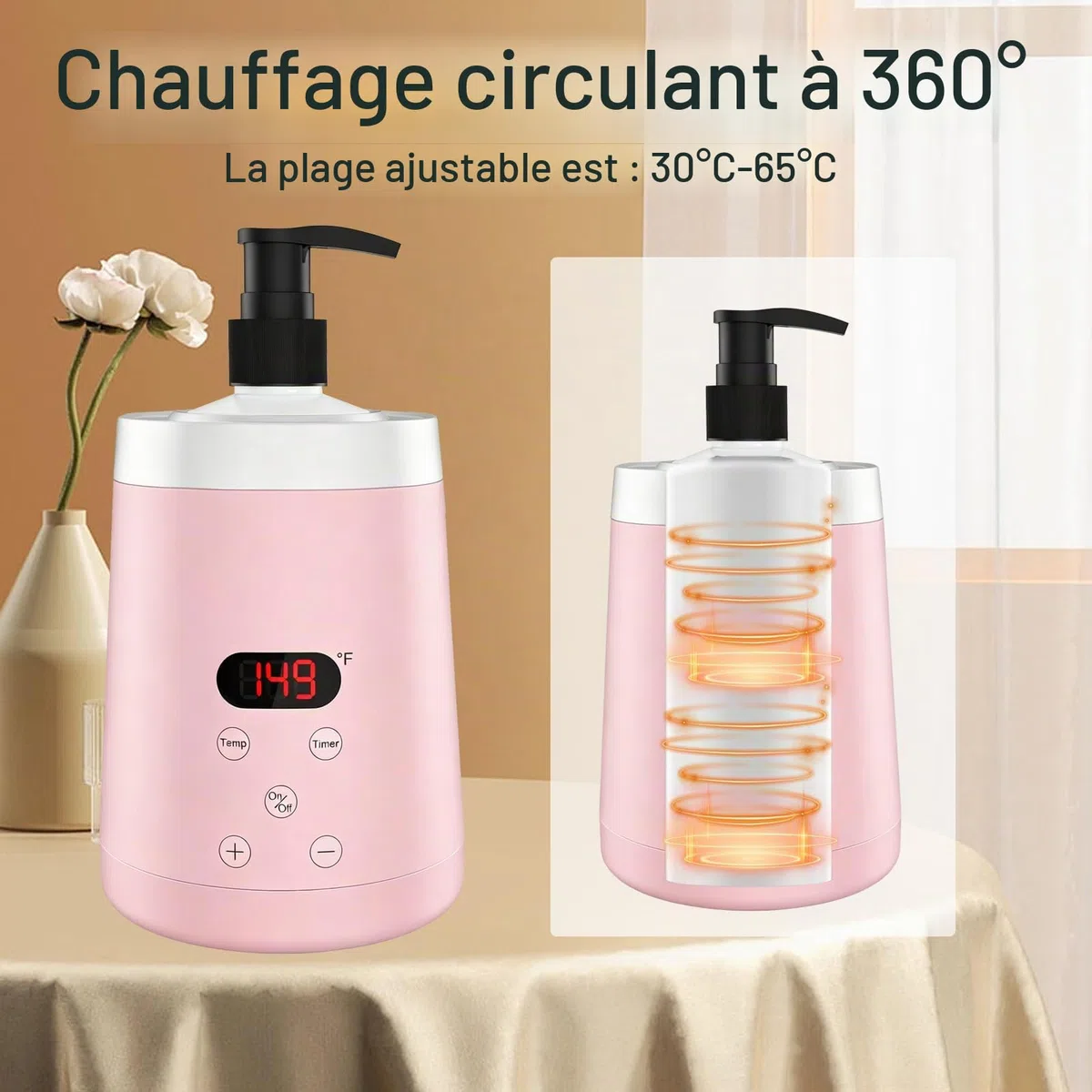 Chauffe-Huile de Massage Professionnel Réglable avec 2 Distributeurs et Affichage LED pour Spa
