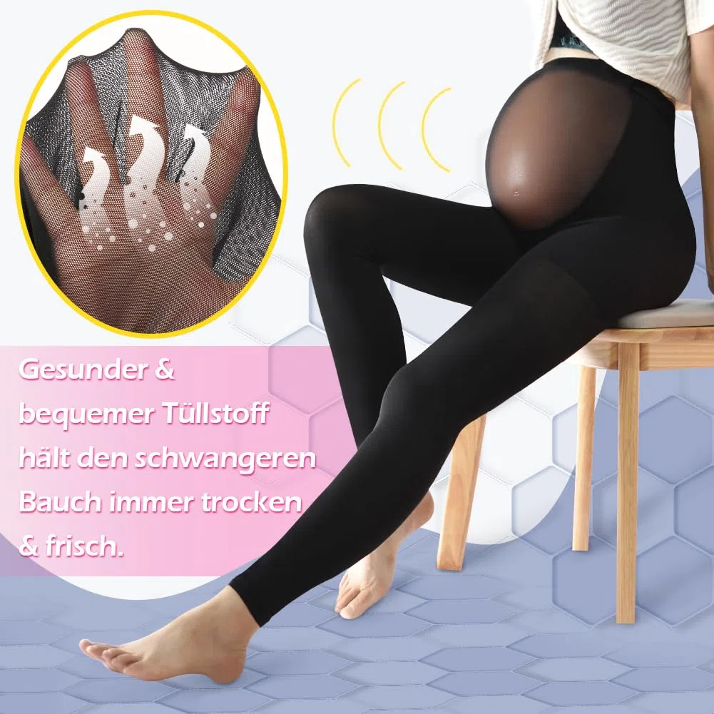 Beister Collants de compression médicaux pour femmes enceintes 20-30 mmHg Bas sans pieds Long pantalon avec bande élastique