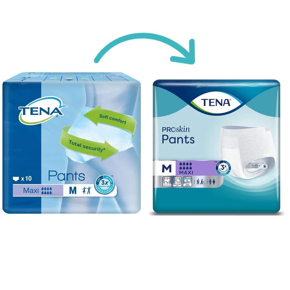Tena Maxi Medium Couches pour Adulte Lot de 4 Boîtes de 10 (80-110 cm)